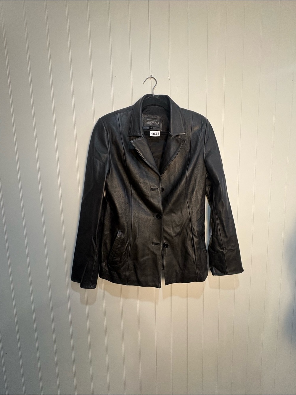 Vintage Black Genuine Leather Jacket Women’s Tailored Minimalist 90s Coat 12 - Picture 12 of 13